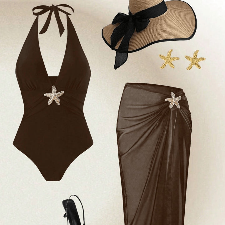 Damen Eleganter Badeanzug mit vielseitigem Wickelrock Echo Archiv