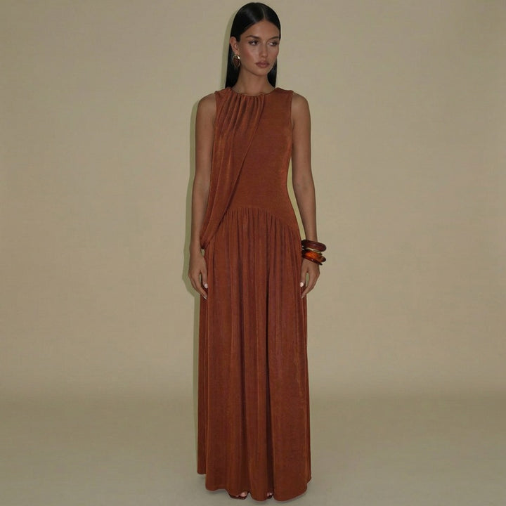 Damen Langes Kleid mit asymmetrischem Schnitt und raffiniertem Drapierungselement Echo Archiv