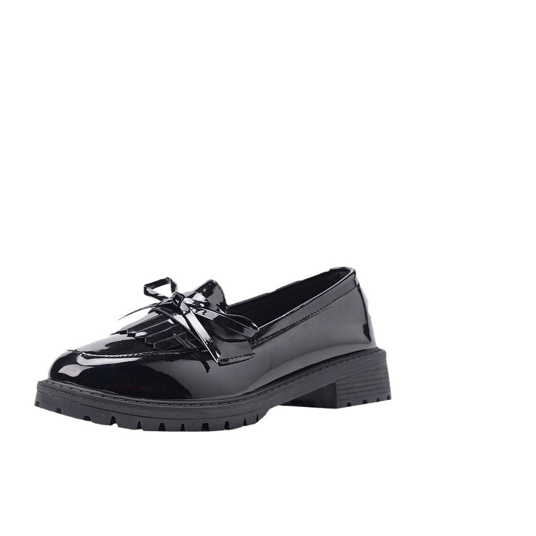 Damen Glänzende Mokassin-Loafer mit Fransen-Quaste und rutschfester Profilsohle – Lioré