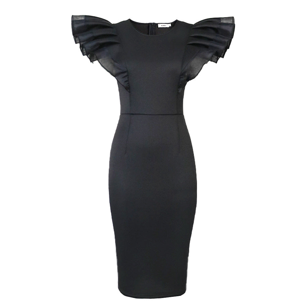 Damen Elegantes Etuikleid mit Rüschenärmel Echo Archiv