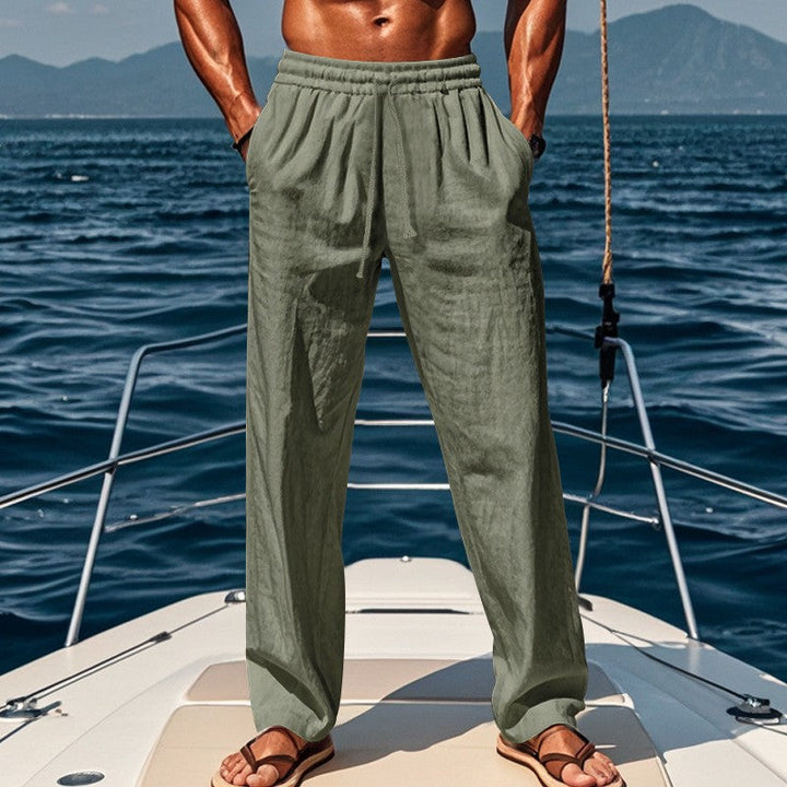 Herren lockere Leinenhose mit elastischem Bund und atmungsaktivem Gewebe Echoarchiv