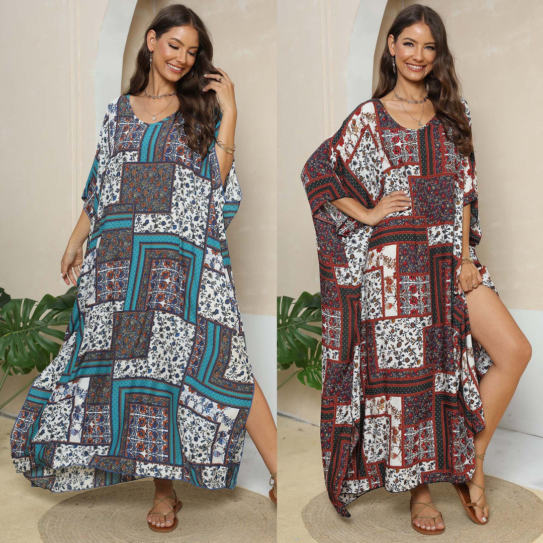 Damen lässiges Maxikleid im Patchwork-Design Echo Archiv