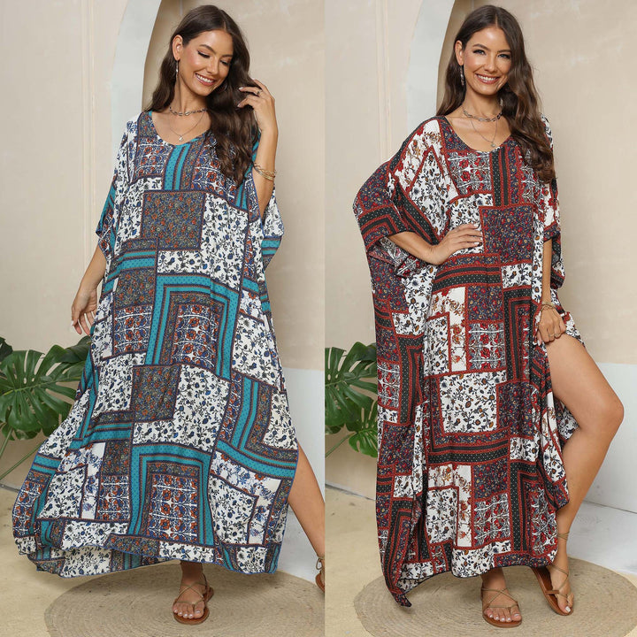Damen lässiges Maxikleid im Patchwork-Design Echo Archiv