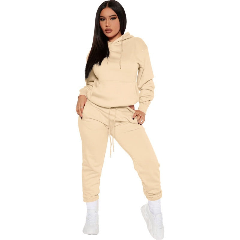 Damen zweiteiliges Lounge-Set mit Kapuzenpullover und High-Waist Jogginghose aus weichem French Terry – Avérine