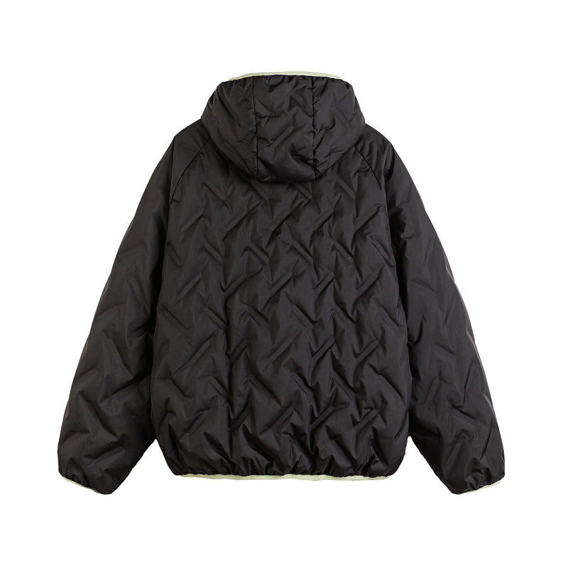 Unisex Wattierte Kapuzenjacke im Boxy-Schnitt mit kontrastkanten und elastischem Saum Echoarchiv