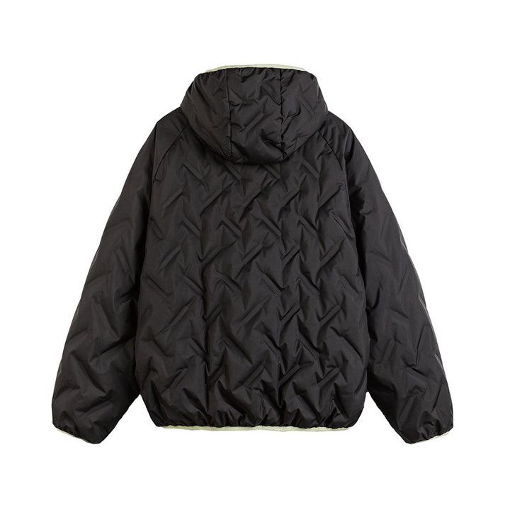 Unisex Wattierte Kapuzenjacke im Boxy-Schnitt mit kontrastkanten und elastischem Saum Echoarchiv