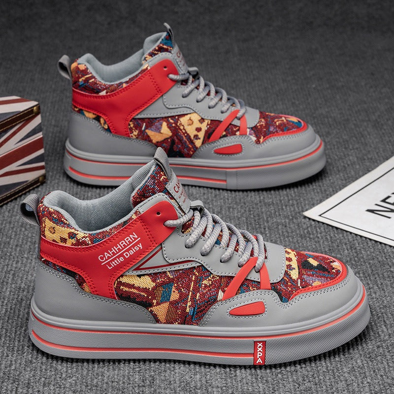 Damen modische High-Top Plateausneaker mit gewebtem Gobelinmuster, gepolstertem Knöchelkragen und dämpfender EVA-Sohle Echo Archiv
