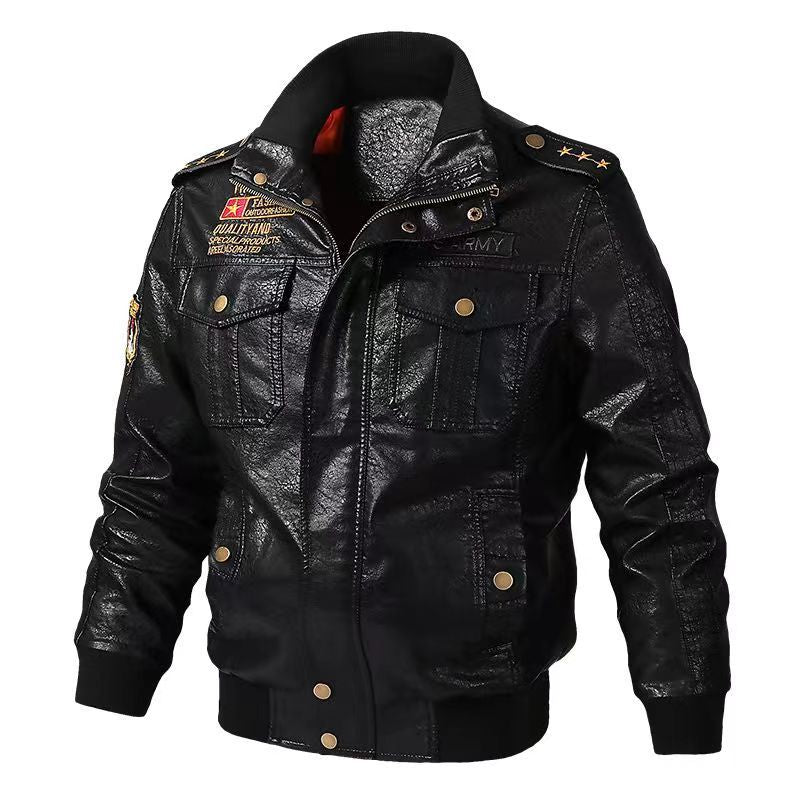 Herren Modische Kunstlederjacke im Militärstil Echo Archiv