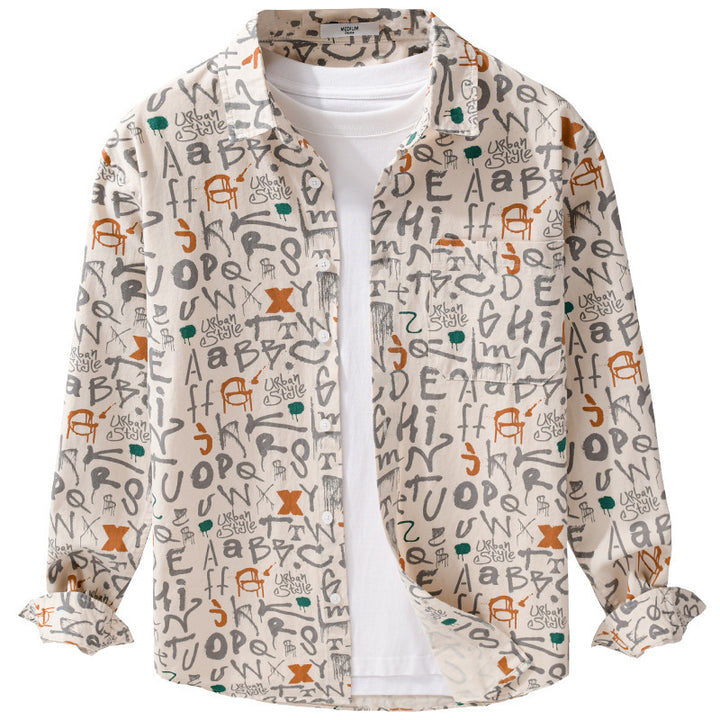 Herren Overshirt im urbanen Graffiti-Letterprint aus Baumwollmix Echoarchiv