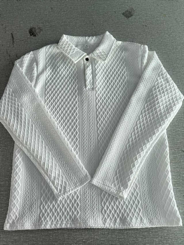 Herren Langarm-Polohemd mit strukturiertem Design und eleganter Knopfleiste Echoarchiv