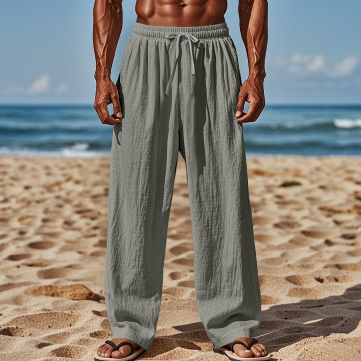Herren lockere Strandhose mit elastischem Bund und seitlichen Eingrifftaschen Echoarchiv