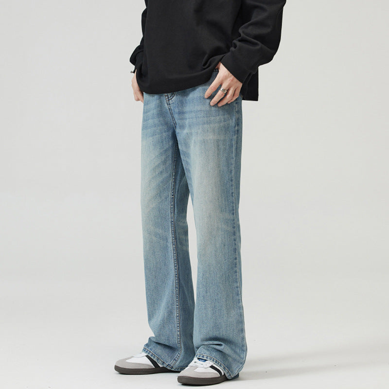 Herren Weite verwaschene Baggy-Jeans mit ausgestelltem Bein und verlängertem Saum Echo Archiv