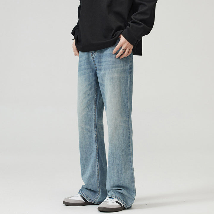 Herren Weite verwaschene Baggy-Jeans mit ausgestelltem Bein und verlängertem Saum Echo Archiv