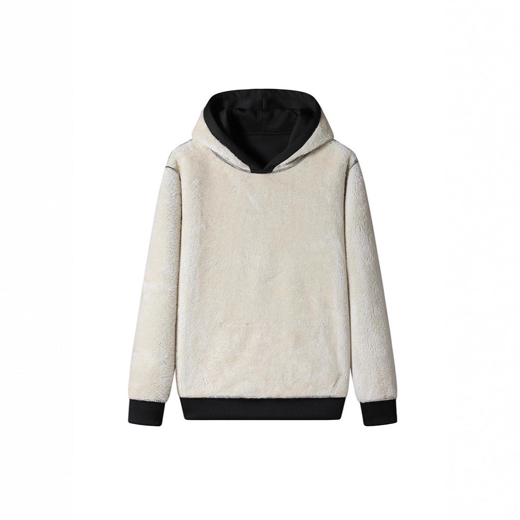 Herren Fleece-Kapuzenpullover mit Sherpa-Innenfutter und Kängurutasche – Cavarno