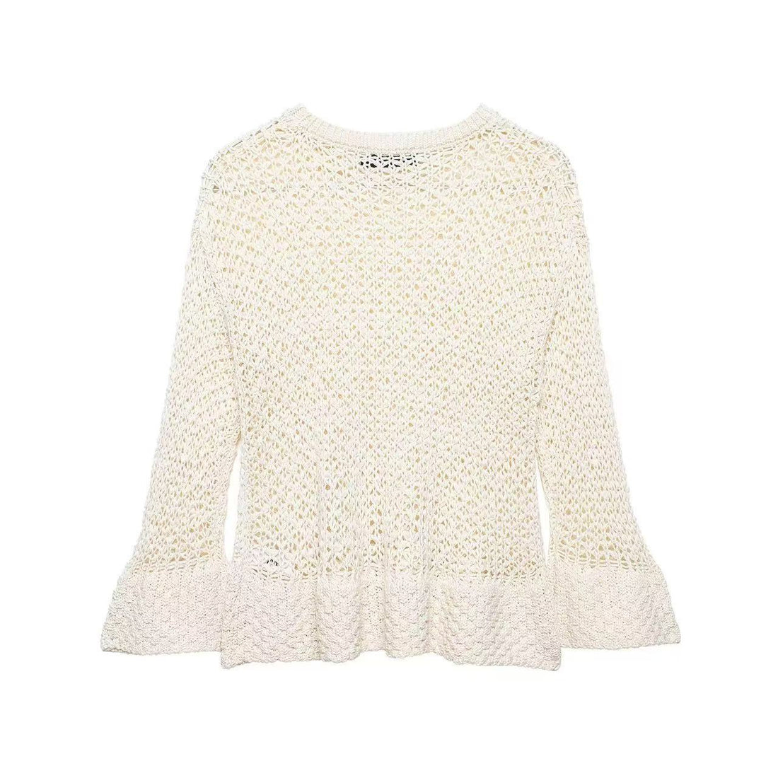 Damen Häkelpullover mit Volantärmeln und Ajourstruktur Echoarchiv
