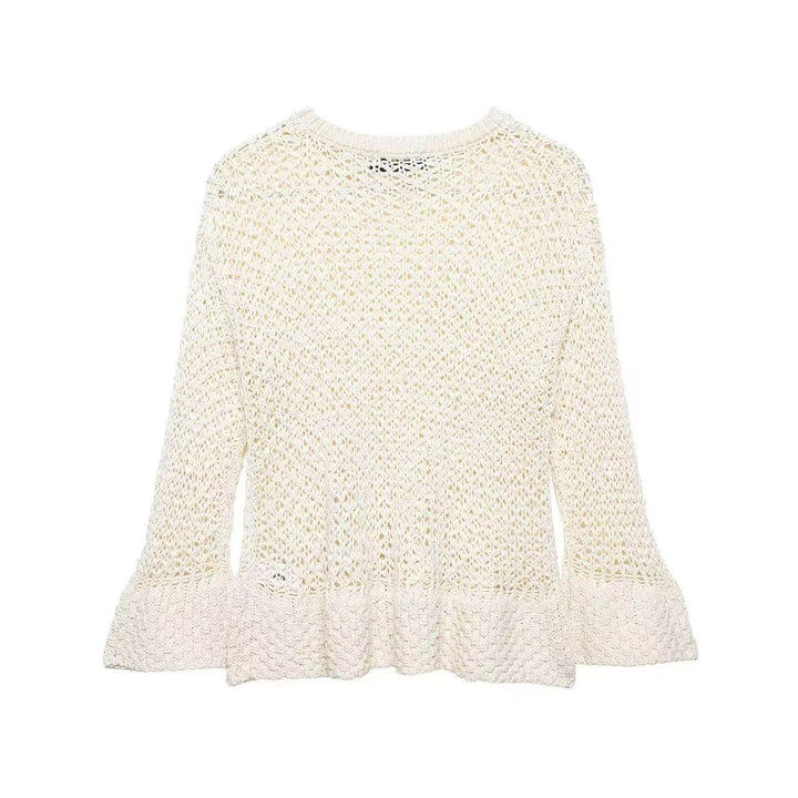 Damen Häkelpullover mit Volantärmeln und Ajourstruktur Echoarchiv
