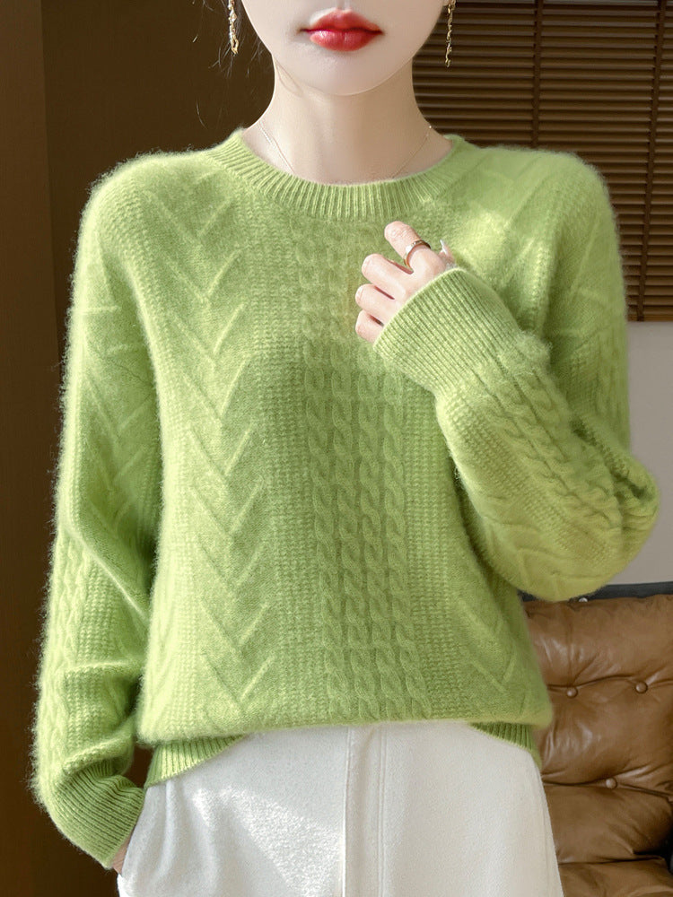 Damen Kurzpullover mit Zopfmuster, Rundhals und kaschmirähnlicher Weichheit Echoarchiv