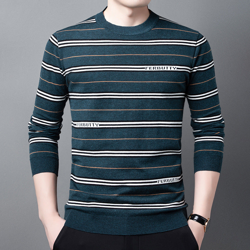 Herren modischer Strickpullover mit Streifenmuster und Rundhalsausschnitt Echoarchiv