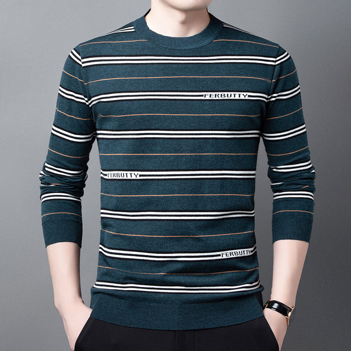 Herren modischer Strickpullover mit Streifenmuster und Rundhalsausschnitt Echoarchiv