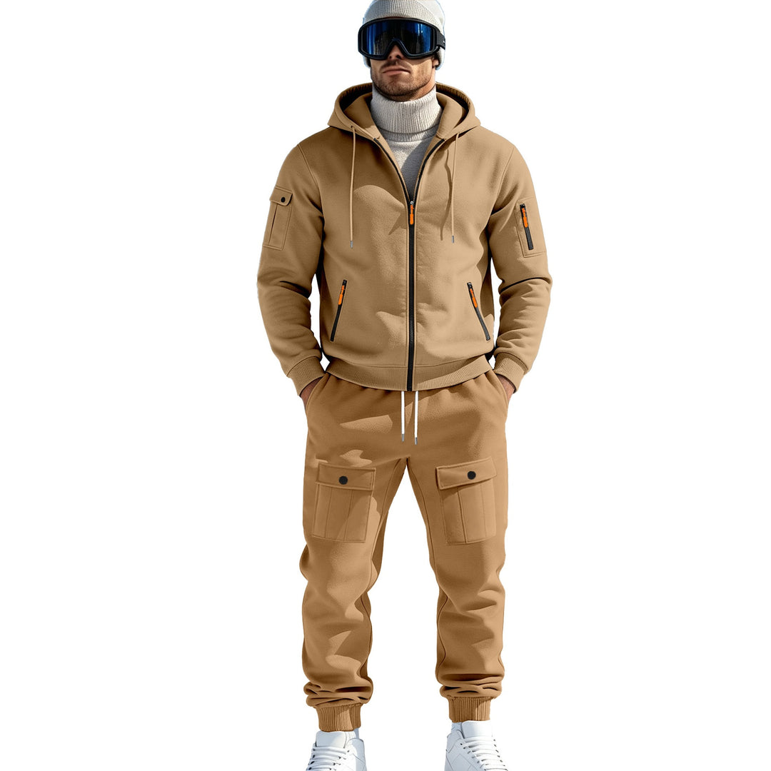 Herren Komfort-Fleece Hoodie mit Reißverschluss, Kapuze und Utility-Ärmeltasche – Cavarno