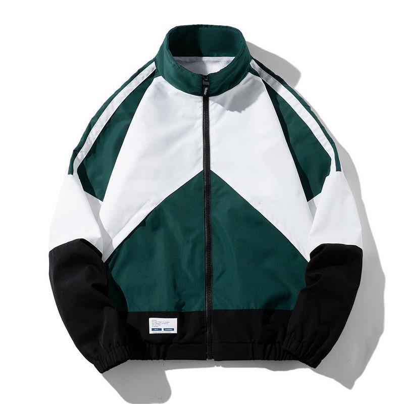 Herren Leichte Windbreaker-Trackjacke im geometrischen Colorblock mit Mesh‑Futter, Stehkragen & Reißverschluss Echoarchiv