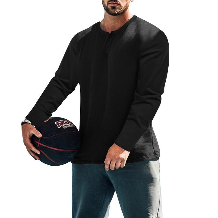 Herren Langärmliges T-Shirt mit Knopfleiste Echoarchiv