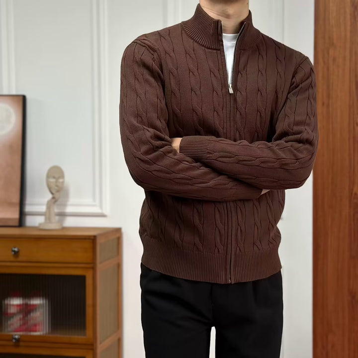 Herren Hochwertiger Strickpullover mit Reißverschluss Echo Archiv