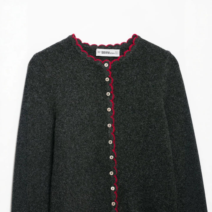Damen Feinstrick-Cardigan mit Muschelkante und Perlmuttknöpfen Echoarchiv