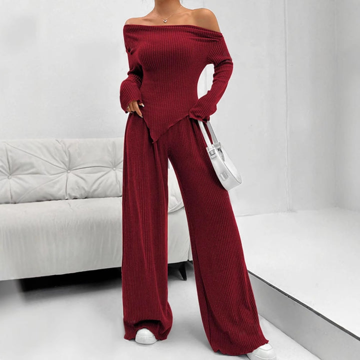 Damen figurbetontes Jumpsuit mit asymmetrischem Ausschnitt und langen Ärmeln Echo Archiv
