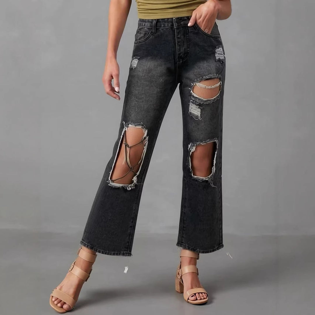 Damen distressed Mom Jeans mit trendy Cut-Out-Details Echo Archiv