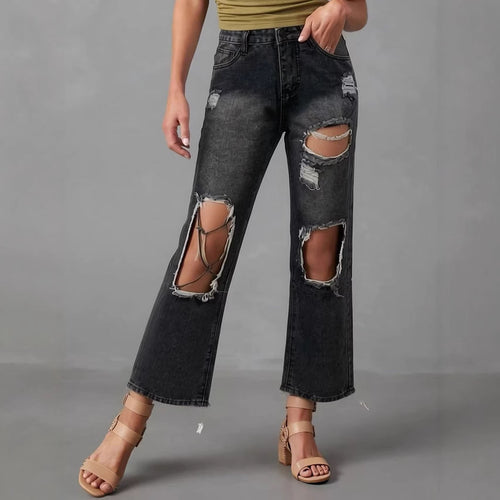 Damen distressed Mom Jeans mit trendy Cut-Out-Details Echo Archiv