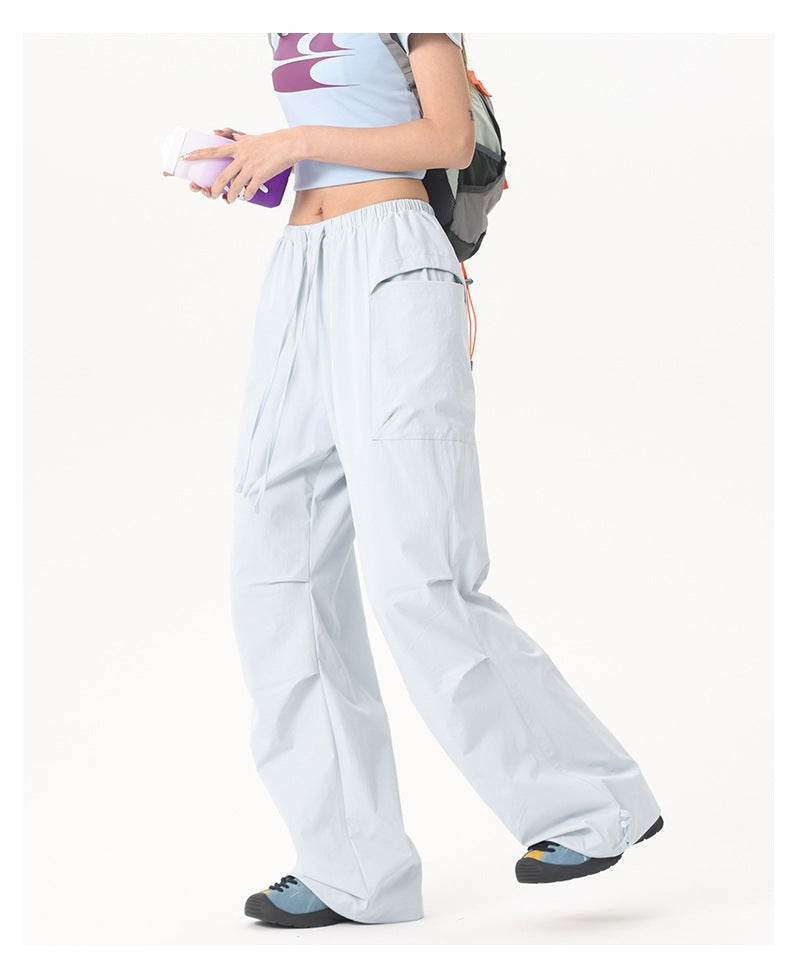 Damen Wide‑Leg Cargo‑Hose mit elastischem Bund & Utility‑Taschen Echoarchiv