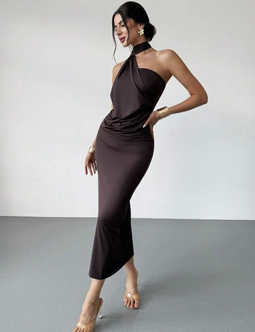 Damen Elegantes Wickelkleid mit verführerischem Halterneck-Design Echo Archiv