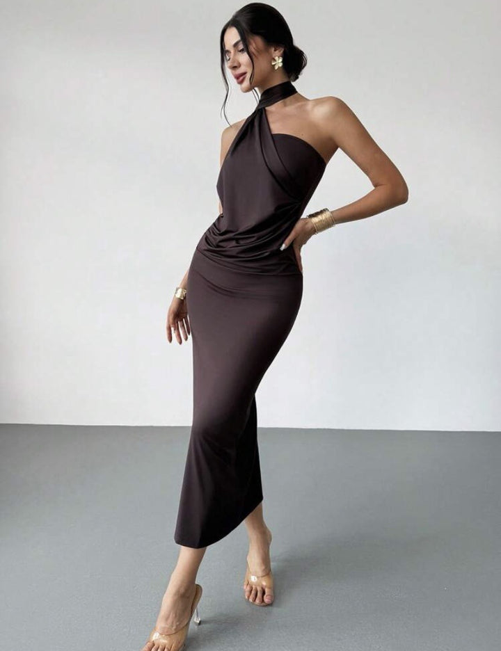 Damen Elegantes Wickelkleid mit verführerischem Halterneck-Design Echo Archiv