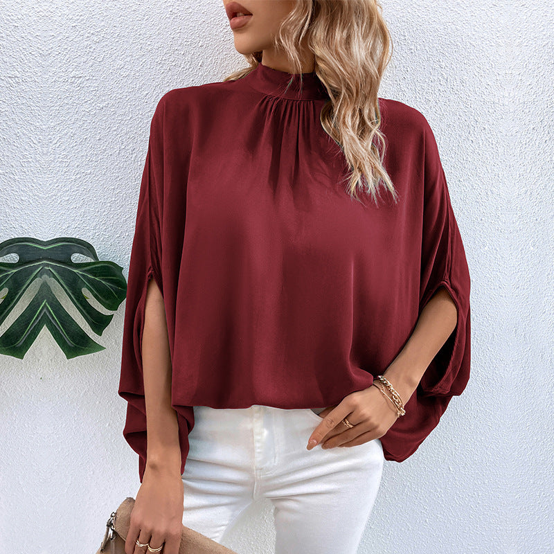 Damen Elegante Bluse mit Stehkragen und Seitenschlitzen Echo Archiv