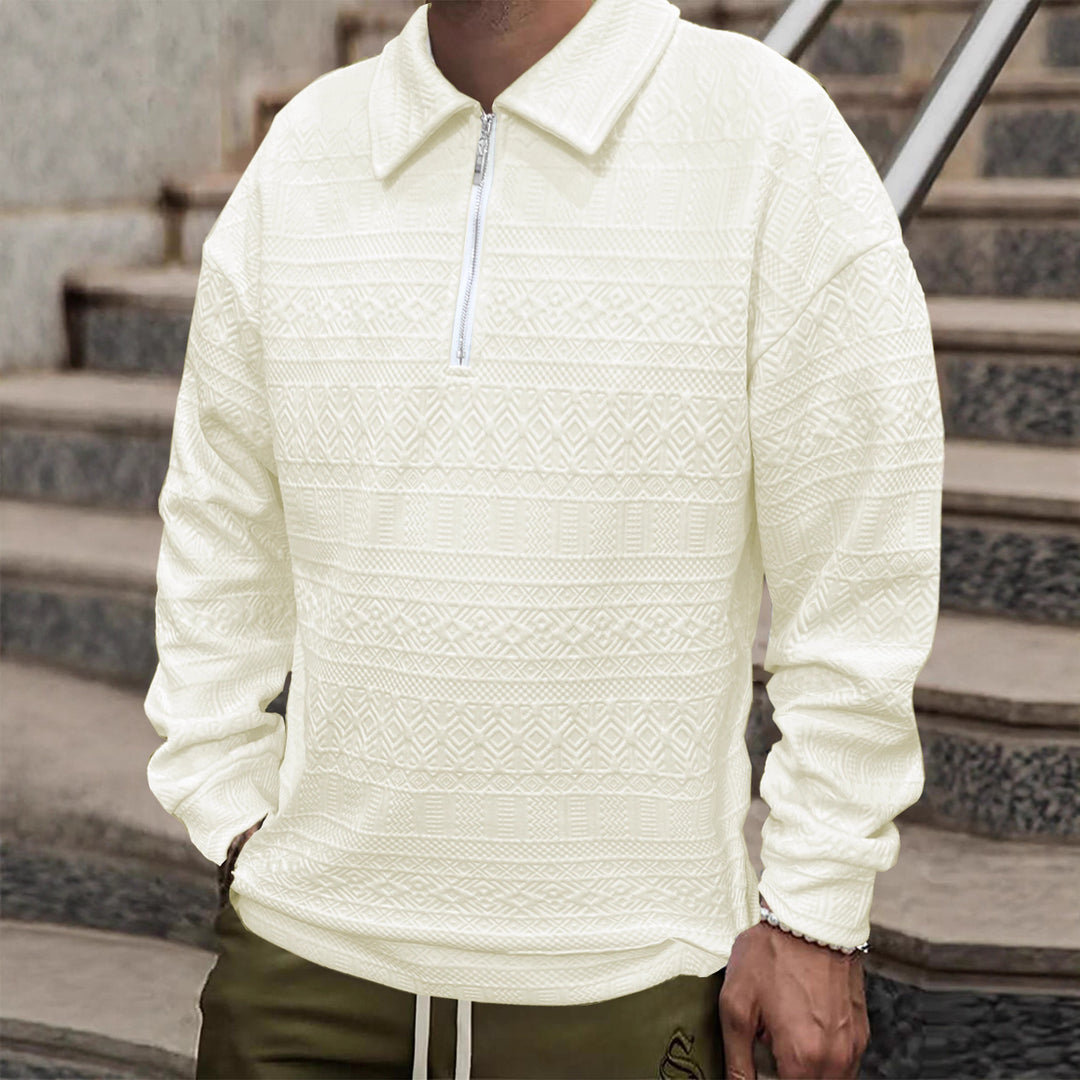 Herren Strickpullover mit Reißverschluss und strukturierter Oberfläche Echoarchiv