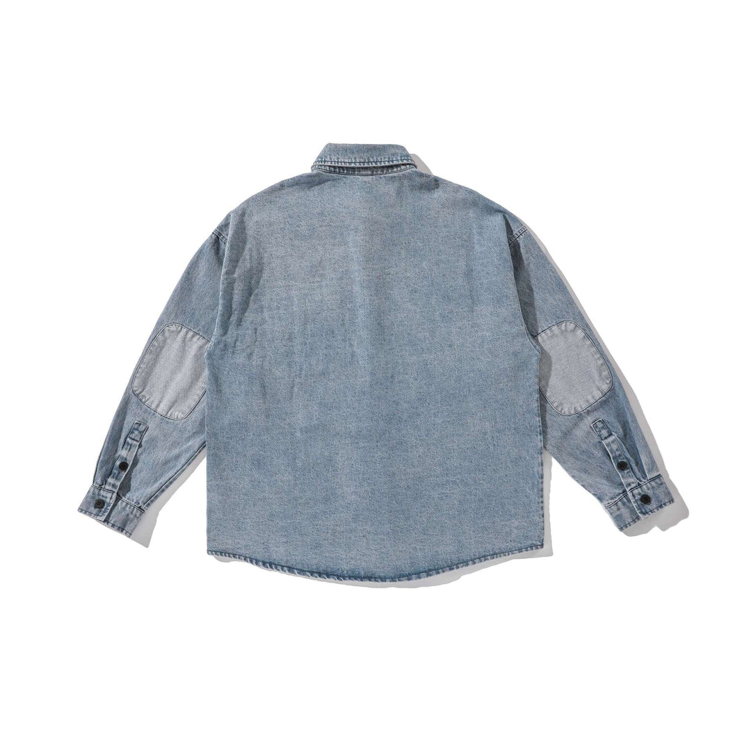 Herren Overshirt aus gewaschenem Denim mit abgerundetem Saum Echoarchiv
