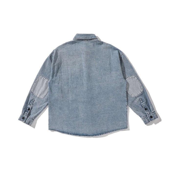 Herren Overshirt aus gewaschenem Denim mit abgerundetem Saum Echoarchiv