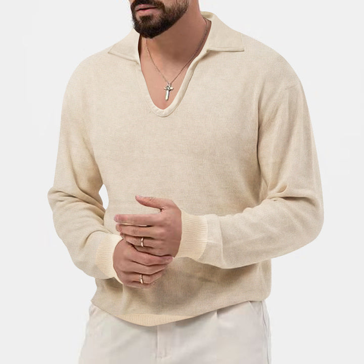 Herren V-Ausschnitt Pullover im lässigen Strickdesign Echoarchiv