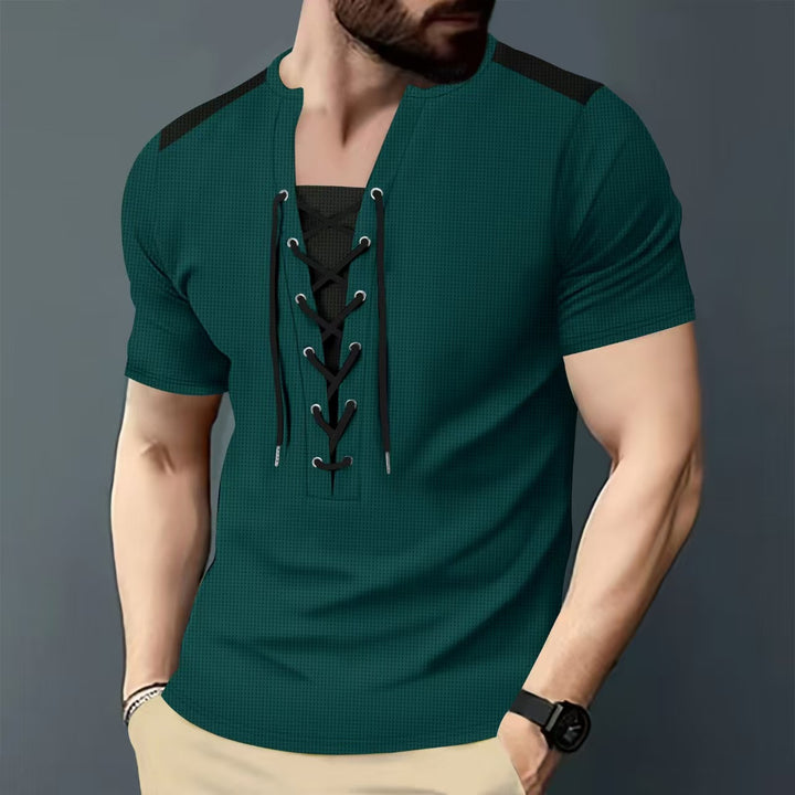 Herren Sportliches Kurzarmshirt mit modernem Schnürdesign Echoarchiv