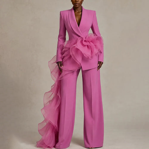 Damen Eleganter Anzug mit asymmetrischem Volant Echo Archiv