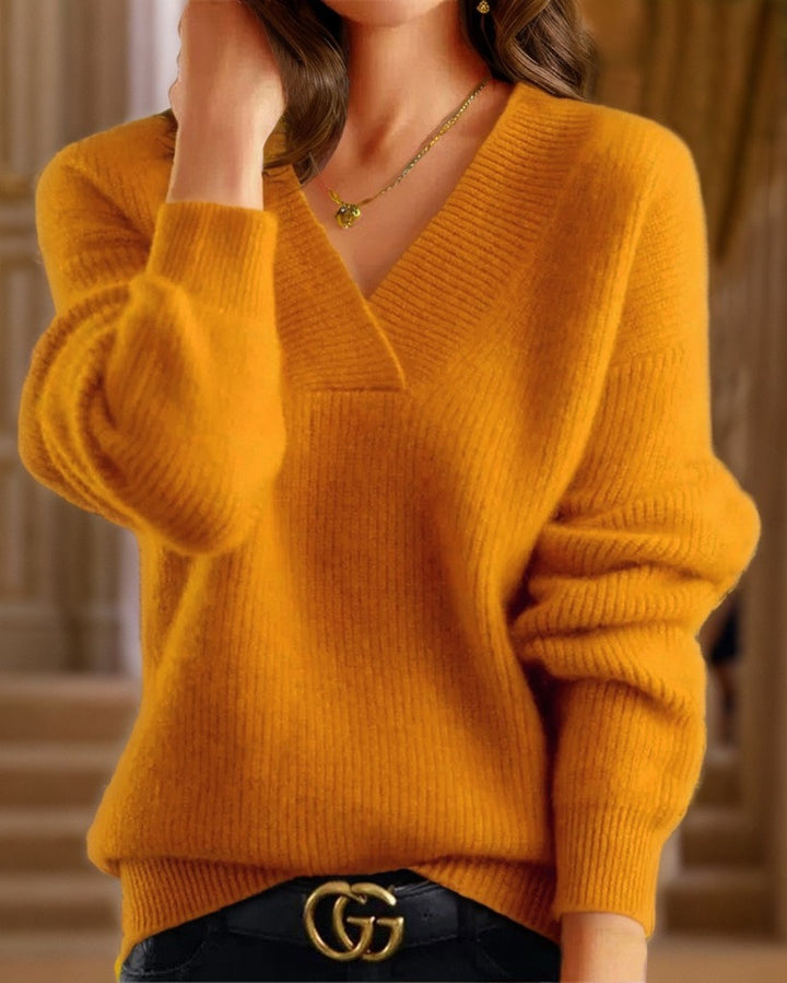 Damen nan kuscheliger V-Ausschnitt Pullover aus feinem Strick Echo Archiv