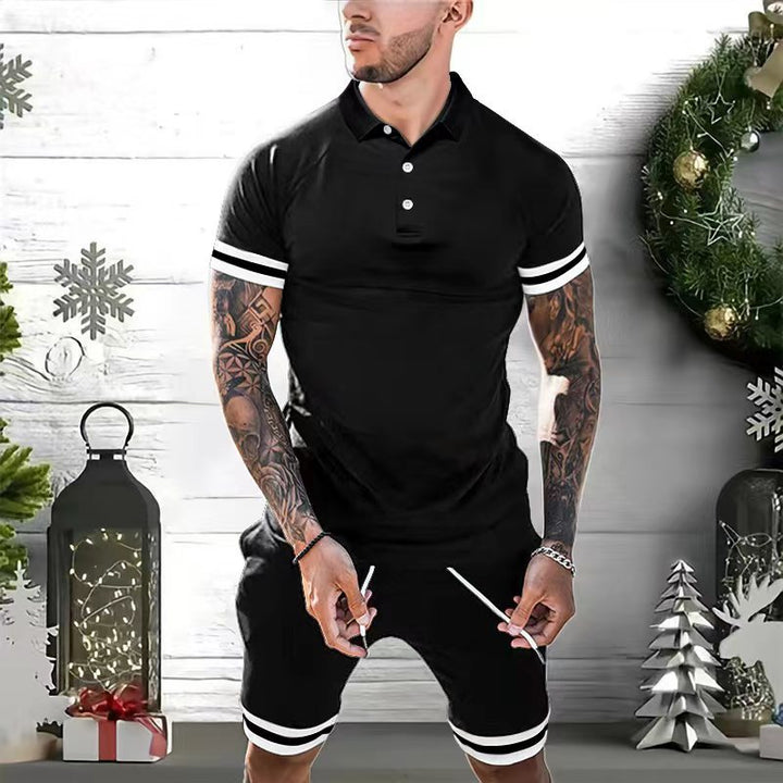Herren Sportliches Kurzarm-Polohemd mit kombiniertem Shorts-Set Echoarchiv