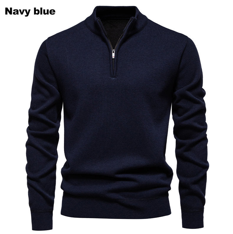 Herren feiner Strickpullover mit kurzem Reißverschluss und hohem Kragen Echoarchiv