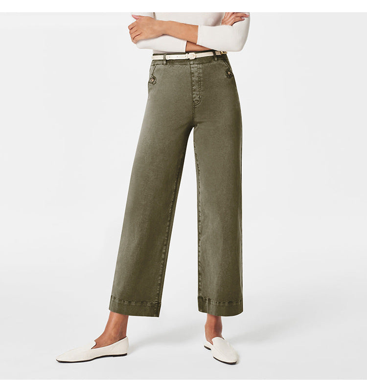 Damen Weite High-Waist Hose mit modischen Knopfdetails Echo Archiv