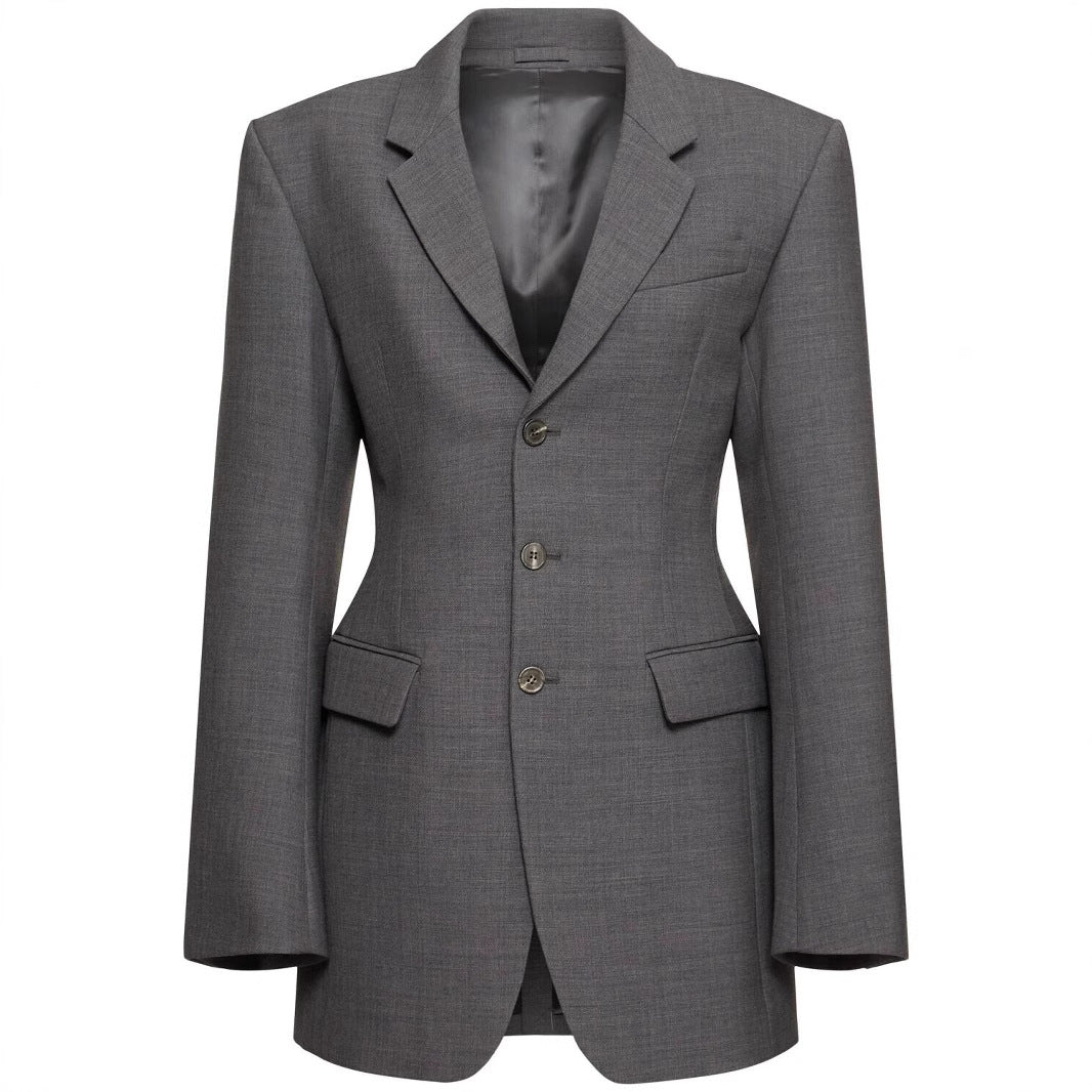 Damen Oversize-Blazer mit langer Silhouette und markanter Schulterpartie Echoarchiv