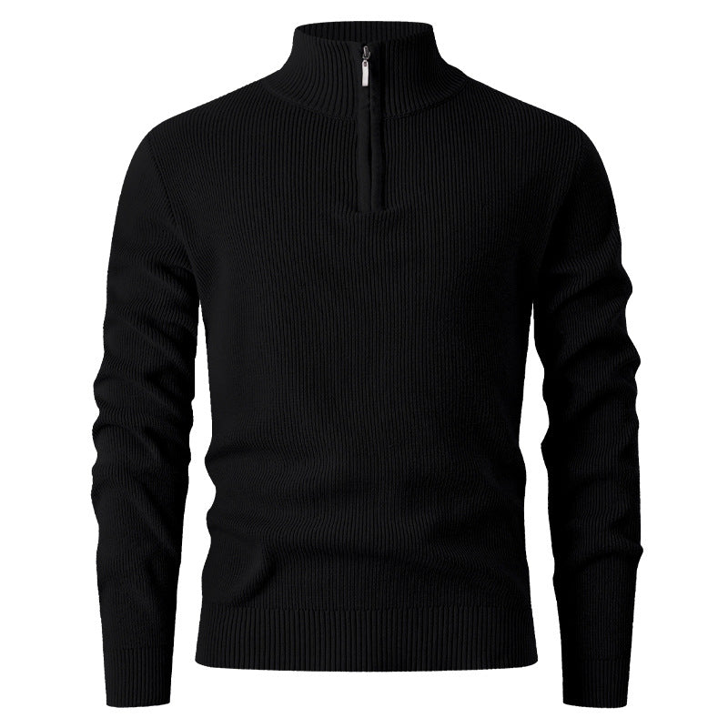 Herren nan Slim-Fit Halbzip-Strickpullover aus Merino-Baumwollmix mit verstärktem Stehkragen Echo Archiv