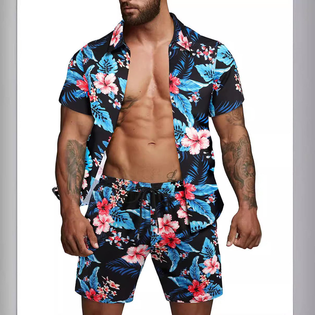 Herren kurzärmliges Hemd und Badeshorts Set Echoarchiv