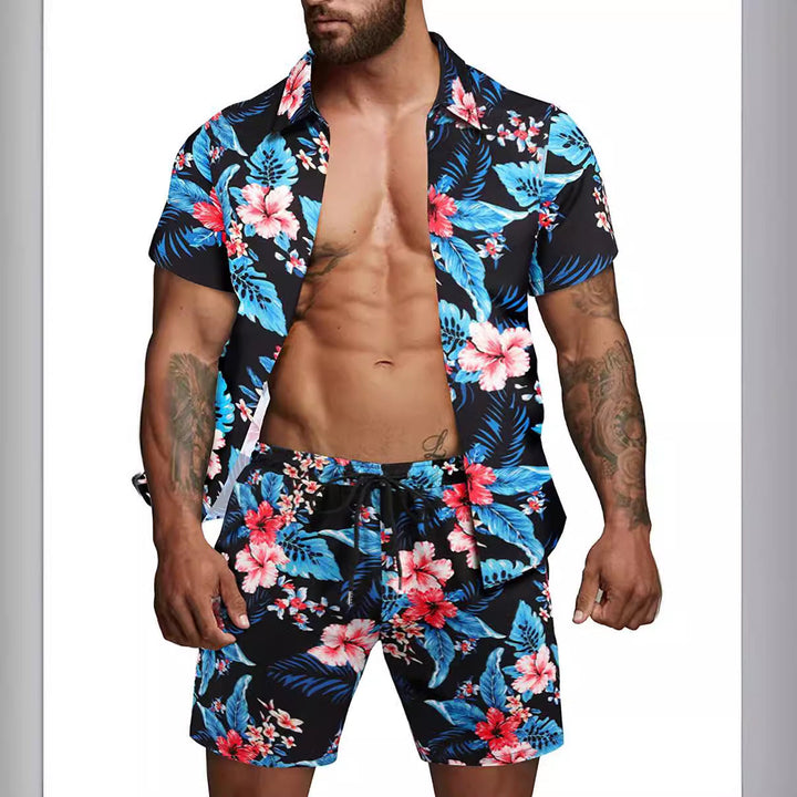 Herren kurzärmliges Hemd und Badeshorts Set Echoarchiv