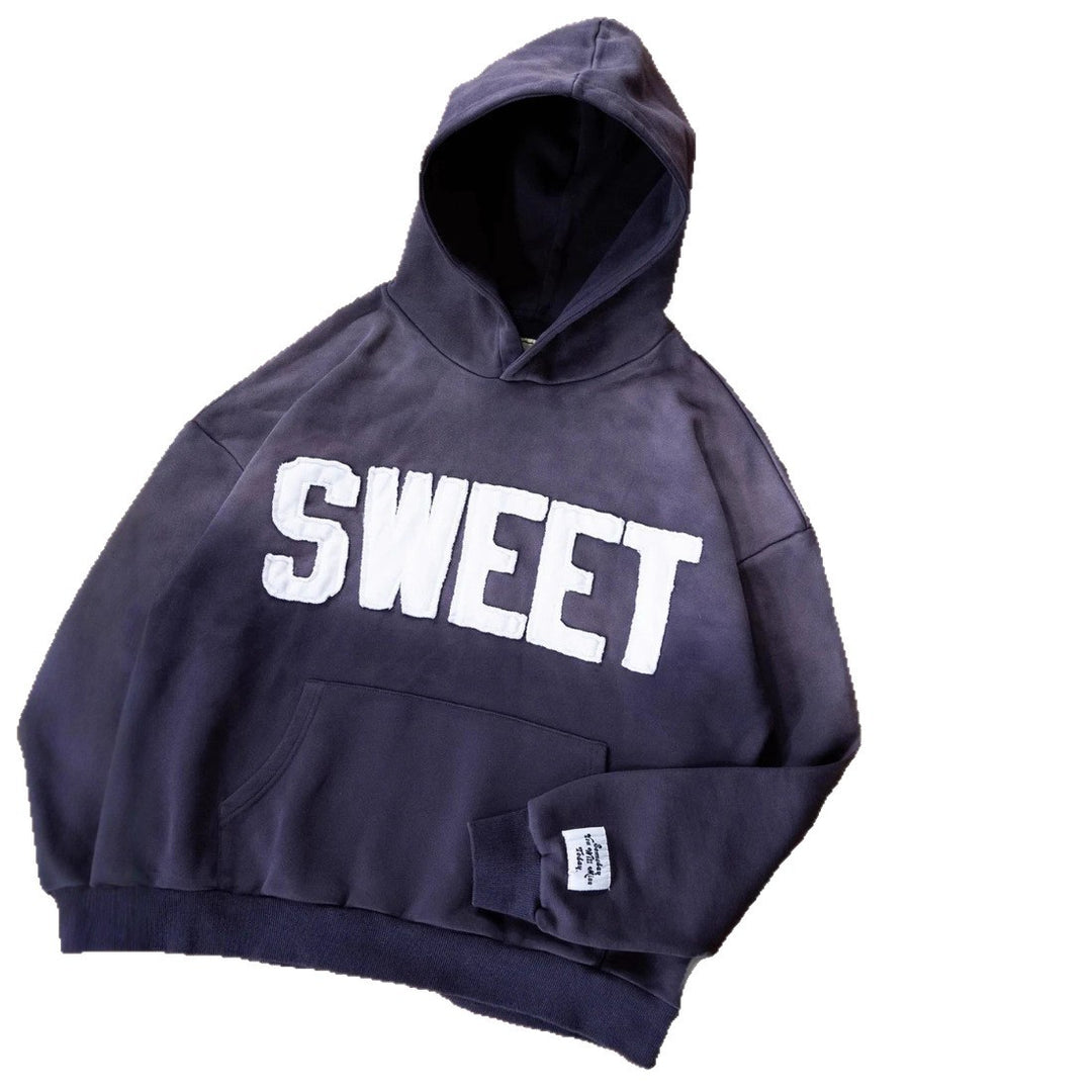 Unisex nan weit geschnittener Kapuzenpullover mit aufgesetzten Buchstabenapplikationen und Kängurutasche Echo Archiv